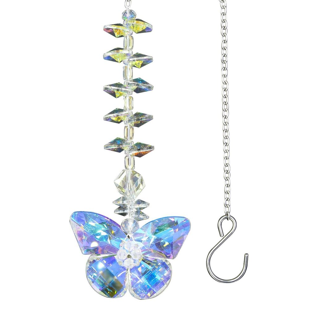 9677 Butterfly Crystal Car Mirror Hanging Ornament Clear Prism Glass Mirror